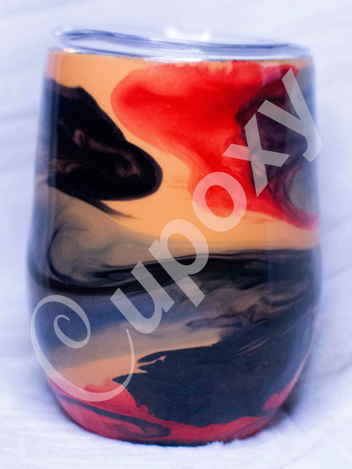 Orange with Red and Black Swirl Wine Tumbler