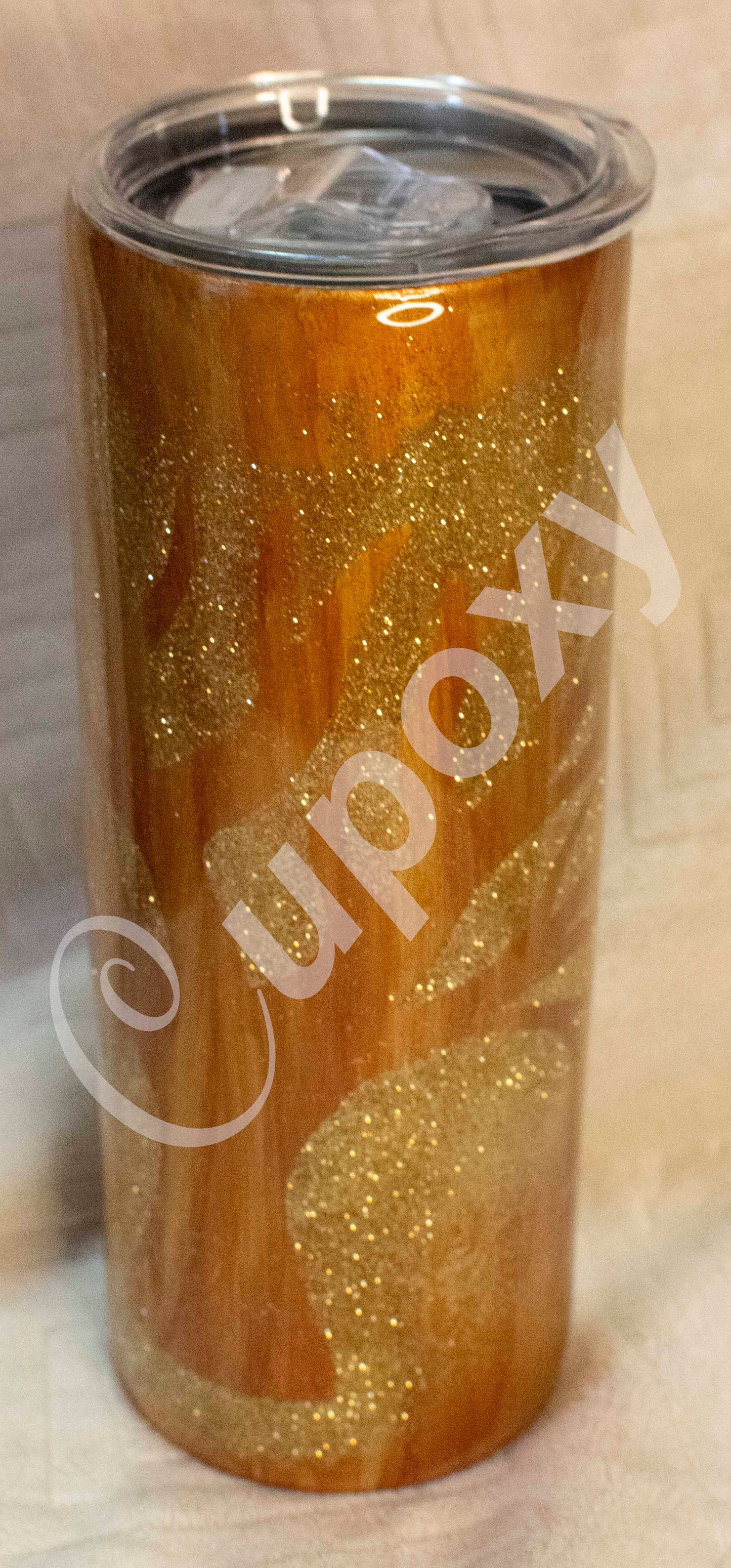 Wood Grain Glitter Tree Skinny Tumbler